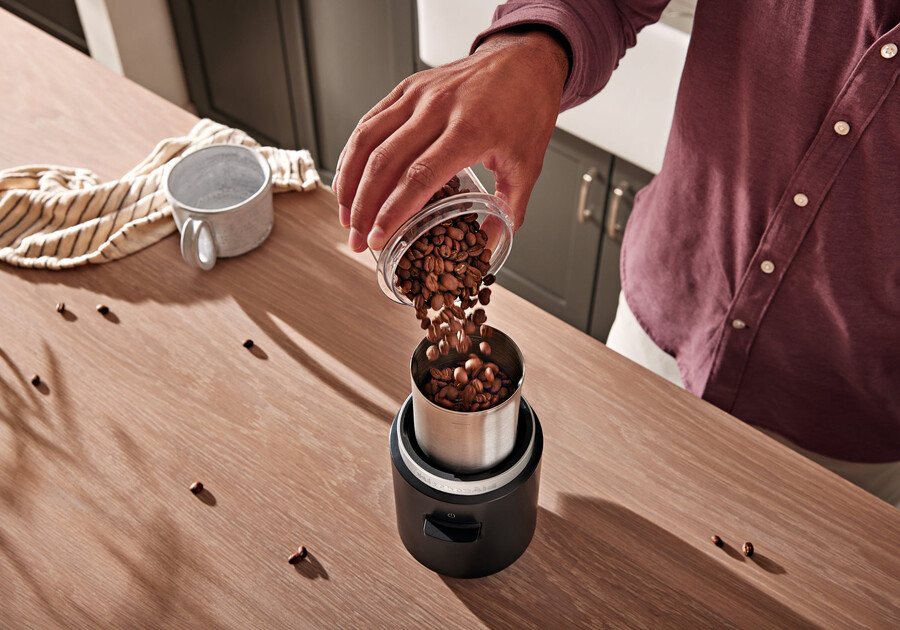 kabellose kaffeemühle schwarz matt